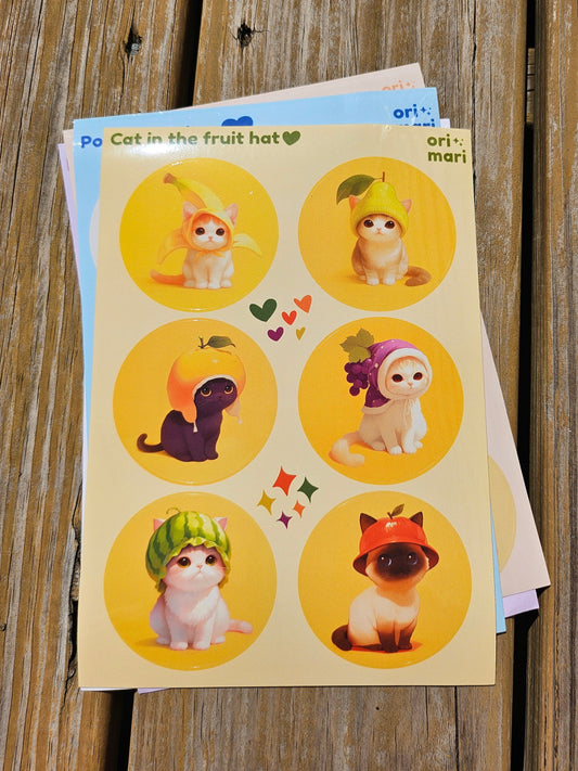 Cat in the Fruit Hat Sticker Sheet