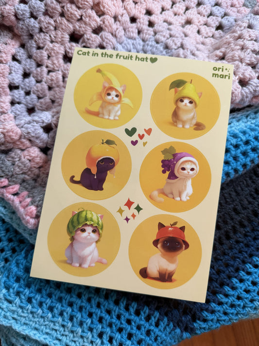 Cat in the Fruit Hat Sticker Sheet